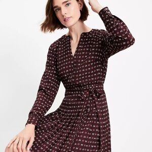 LOFT Burgundy Pleated Mini Dress